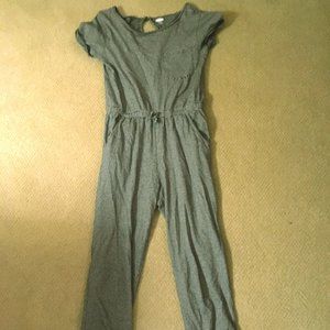 Girls Black & White Striped Jumpsuit